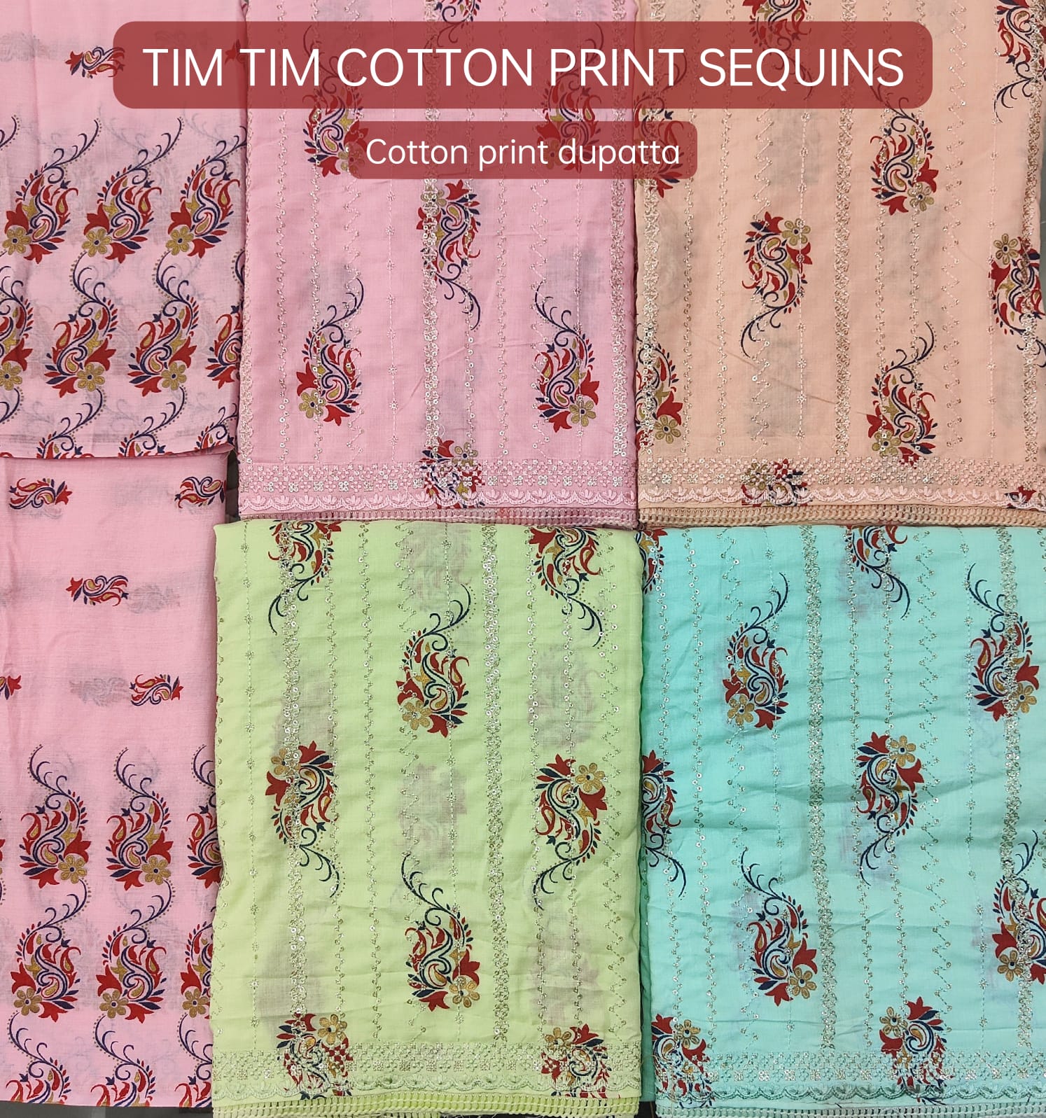 Tim Tim Cotton Print Sequins